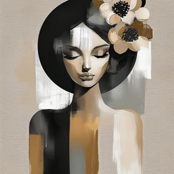 Modern abstract portrait in earth tones by Studio Allee
