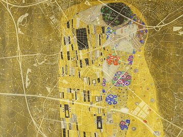 Kaart van Hengelo met de Kus van Gustav Klimt van Map Art Studio