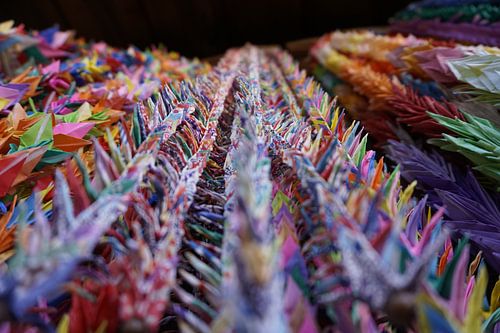 Origami kraanvogels in Kyoto, Japan