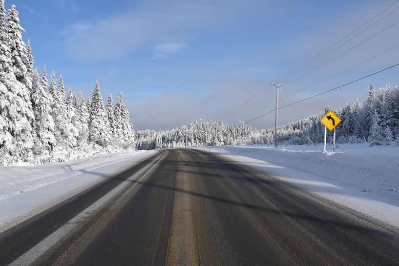 A deserted road in winter by Claude Laprise