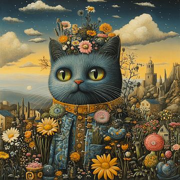 Die Katze, die Blumen trägt von Karina Brouwer