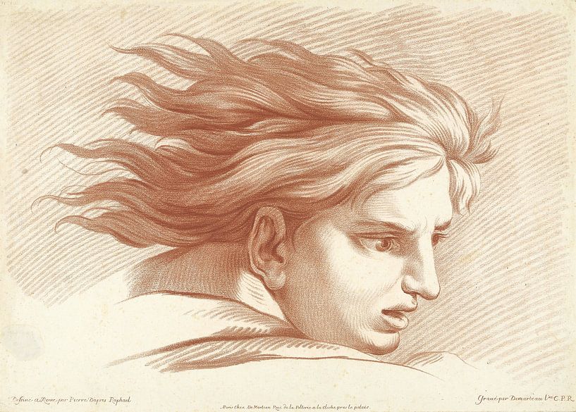 Hoofd van man, Rafaël, Gilles Demarteau, 1732-1776 van Atelier Liesjes
