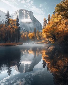 Herfstpanorama Yosemite van fernlichtsicht