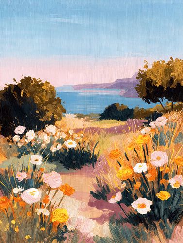 Bloeiend Landschap bij Zee