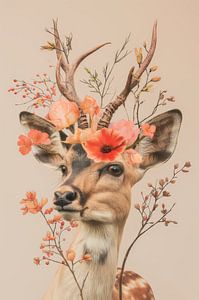 Elegance in Bloom - Hirsche und Blumen