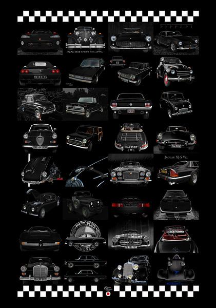 Affiche Oldtimer avec 32 Oldtimer en noir 02 par aRi F. Huber