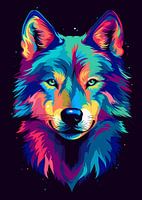 Wolf Tier Pop Art Farbe Stil