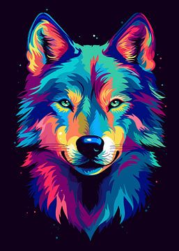 Loup Animal Pop Art Color Style sur Qreative