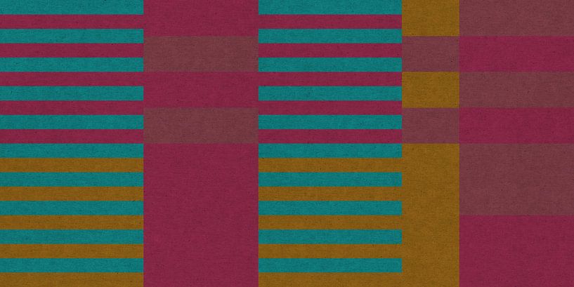 Motif géométrique rétro. Style Bauhaus. Formes en violet, ocre, sarcelle. par Dina Dankers