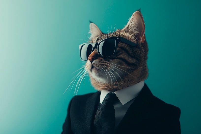 Elegante Katze im Anzug mit Sonnenbrille von Poster Art Shop