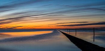 Coucher de soleil sur la mer du Nord en Frise orientale