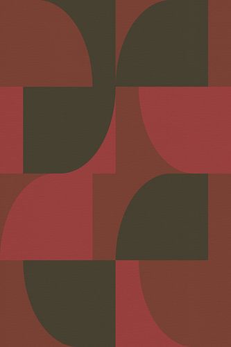 Geometrische retro kunst. Abstracte vormen in rood en bruin.