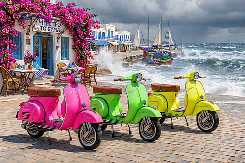 Kleurrijke scooters