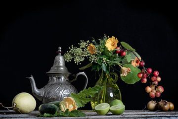 Collage bloem, groente, fruit oude meester stijl van Anjo Kan
