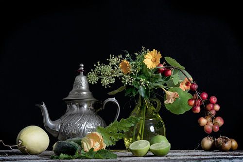 Collage fleur, légume, fruit style vieux maître