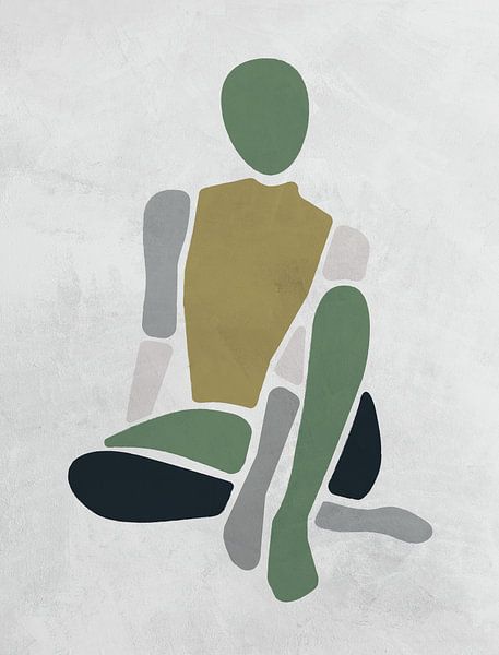 Model / woman sitting green/grey by Color Square
