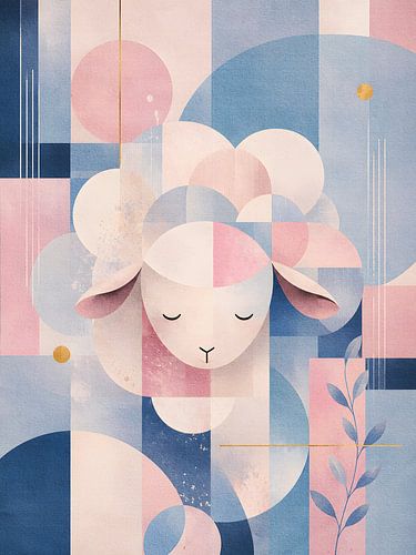 Abstract Pastel Sheep Portrait
