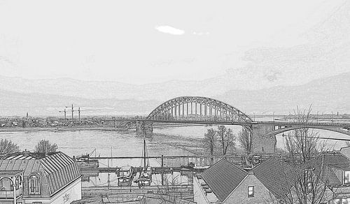 Waal bridge drawing nijmegen