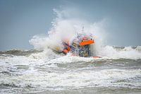 Lifeboat smashing trough waves