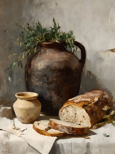 Stillleben mit rustikalem Brot