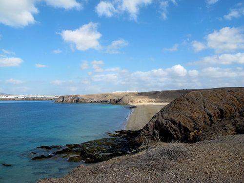 Scenic coastline viewed from the cliffs and a beach