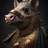 Portrait pig general by Digitale Schilderijen