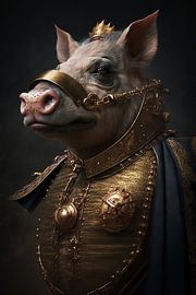 Portrait pig general by Digitale Schilderijen
