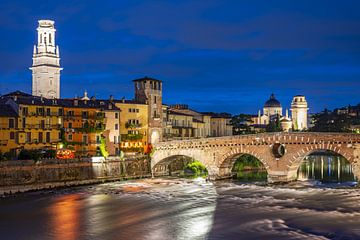 Old town with the Adige, Duomo di Verona and Ponte Pietra in Verona by Walter G. Allgöwer