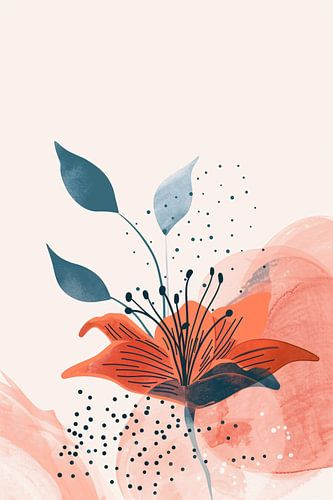 Minimalistisch ontwerp van een kleurrijke lelie