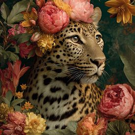 Panther in den Blumen von Studio Ypie