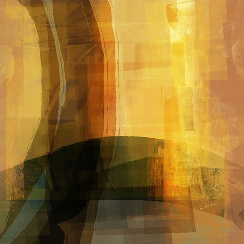 Turijn. Abstract stadsgezicht in goudgeel en bruin.