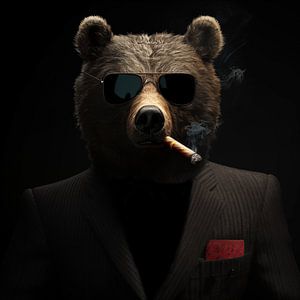 Bär mit Zigarre und Sonnenbrille
