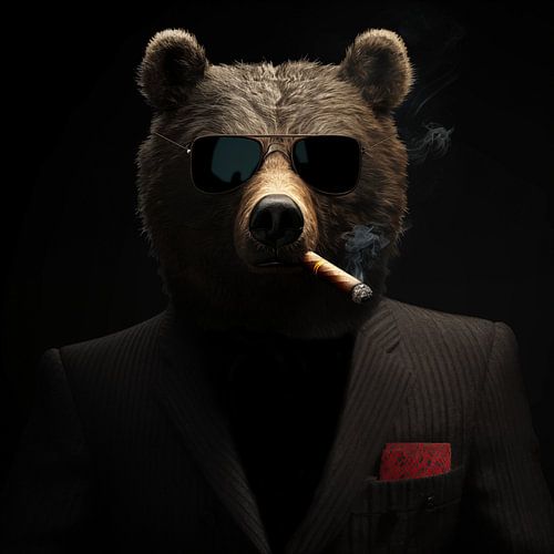 Beer met sigaar en zonnebril