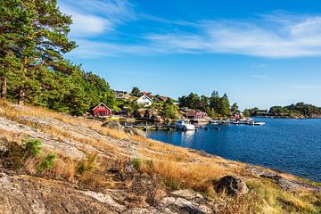 Paysage de la baie de Stølekilen près de Søgne en Norvège sur Rico Ködder