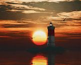 Pierre Noires Lighthouse with a sunset and Turbulent Cirrus clouds by Art to make your house a home thumbnail