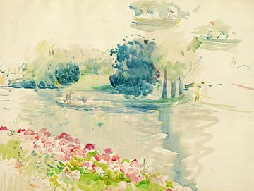 Berthe Morisot,Geraniums bij het meer