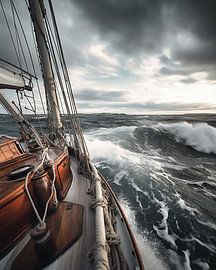 Sailboat in rough sea