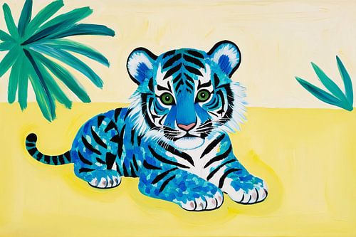 Blauwe tijger welp in de jungle