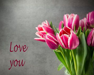 pink tulips on dark background van ChrisWillemsen