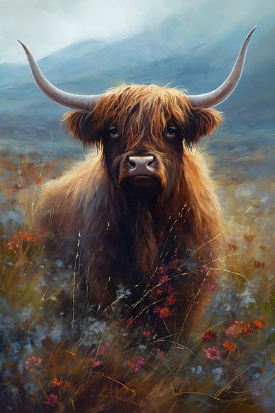 Scottish Highlander among the colours by But First Framing