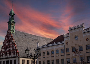 Rathaus Zwickau mit Theater in Ostdeutschland