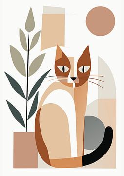 Still life with cat (06), Boho, Retro by Sabine Minten