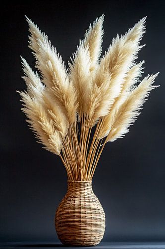 Pampasgras in natuurlijke mand