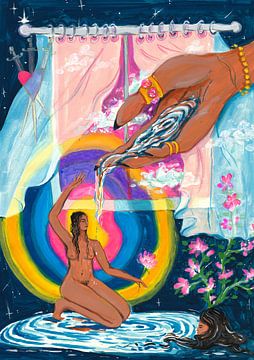 Abstract illustratie meid in ruimte van Dominique Bonne