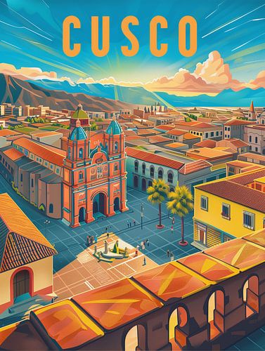 Cusco Plaza Zonsopgang: Peruaans Erfgoed Poster