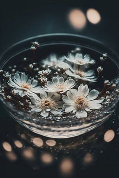 White Flowers In Bowl by Treechild