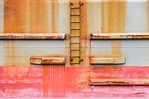 Composition in red, brown and gray