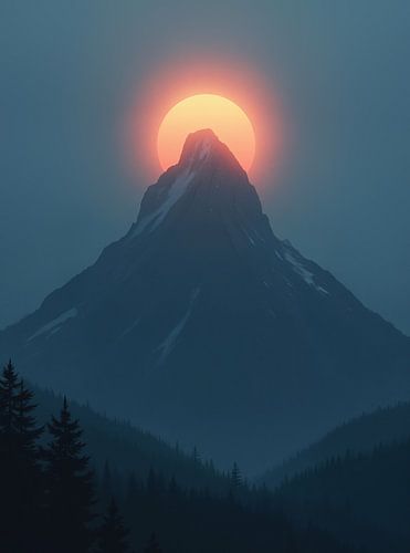 mistige zonsondergang top