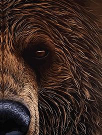 Majestic Bear Portret Muur Kunst - Close-Up Wild Dier van Ramy Salah Hefny