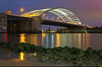 Night photo of Brienenoord Bridge in Rotterdam
